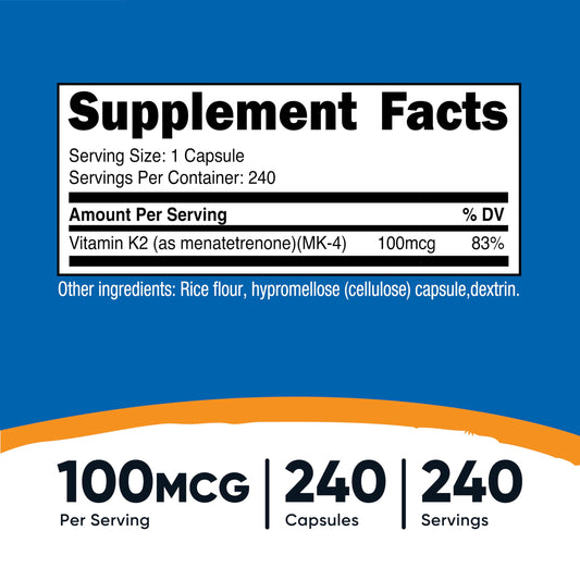 Nutricost Vitamin K2 MK-4 100mcg — 240 Capsules