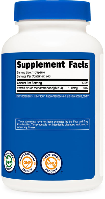 Nutricost Vitamin K2 MK-4 100mcg — 240 Capsules