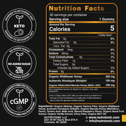 NutroTonic Himalayan Shilajit Gummies – Manuka Honey | 30 Gummies - Calm Era