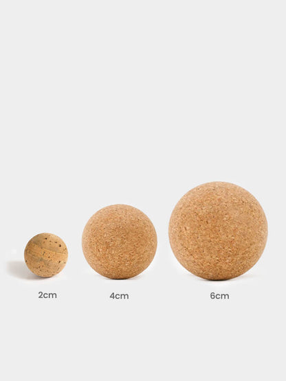 Yoga Studio Cork Massage Ball Set of 3 — 4cm, 2x6cm