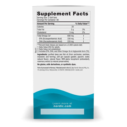 Nordic Naturals Omega-3 Lemon 690mg EPA/DHA | 180 Softgels 90 Servings