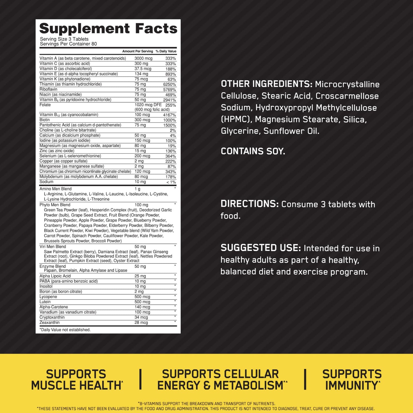 Opti-Men Daily Multivitamin for Men – Immune Support, 80 Day Supply, 240 Tablets