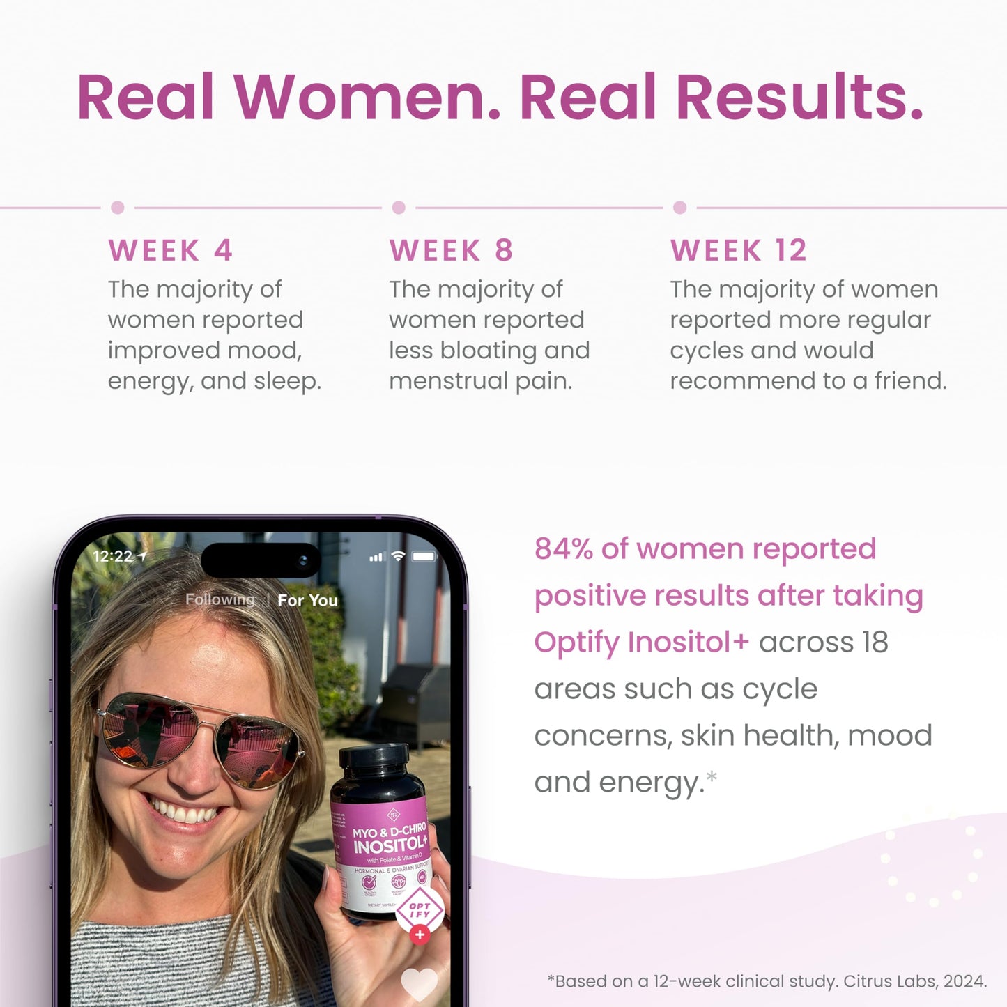 Optify Inositol for Women – 90-Day Supply, 40:1 Myo-Inositol to D-Chiro Inositol, Folate & Vitamin D