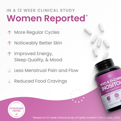 Optify Inositol for Women – 90-Day Supply, 40:1 Myo-Inositol to D-Chiro Inositol, Folate & Vitamin D