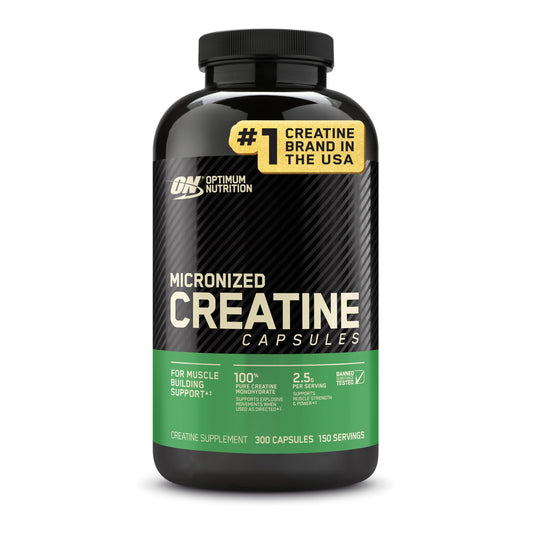 Optimum Nutrition Creatine Capsules bottle on a white background