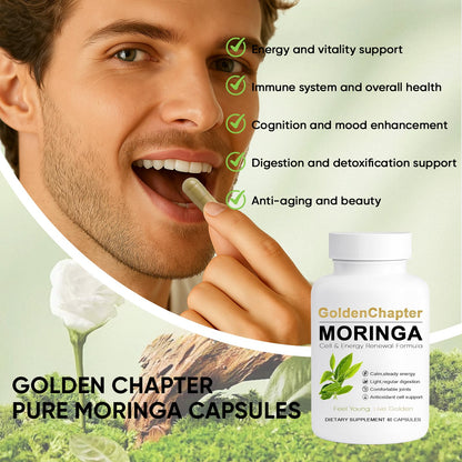 Golden Chapter Moringa Capsules with Iron, Magnesium, B12 & Vitamin C 60ct