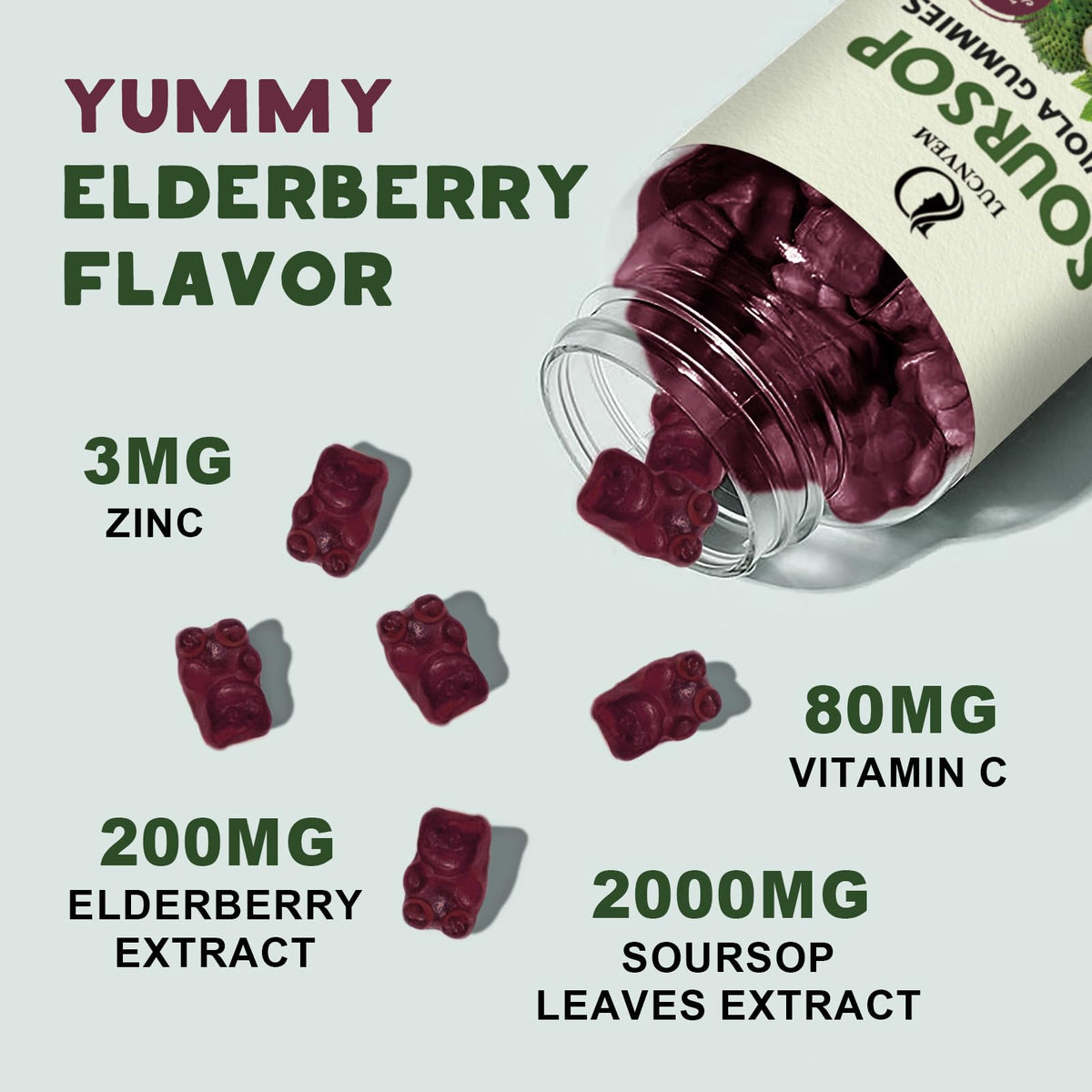 Organic Soursop Graviola Gummies with Elderberry — 60-Day Supply - Calm Era