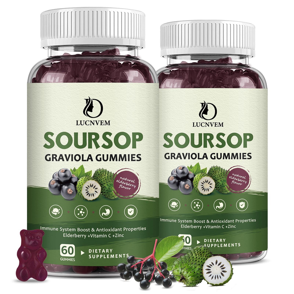 Organic Soursop Graviola Gummies with Elderberry — 60-Day Supply - Calm Era