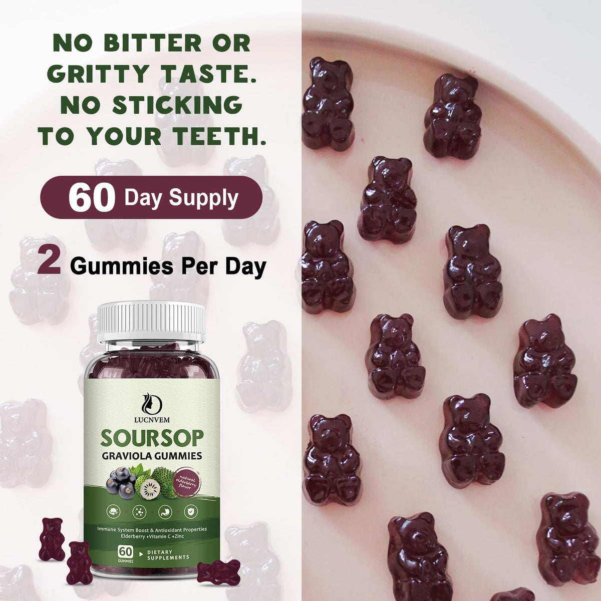Organic Soursop Graviola Gummies with Elderberry — 60-Day Supply - Calm Era
