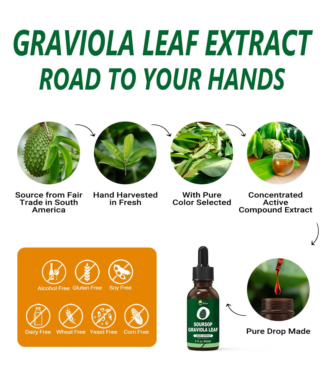 KingHealth Organic Soursop Graviola Leaf Extract Drops — 2oz