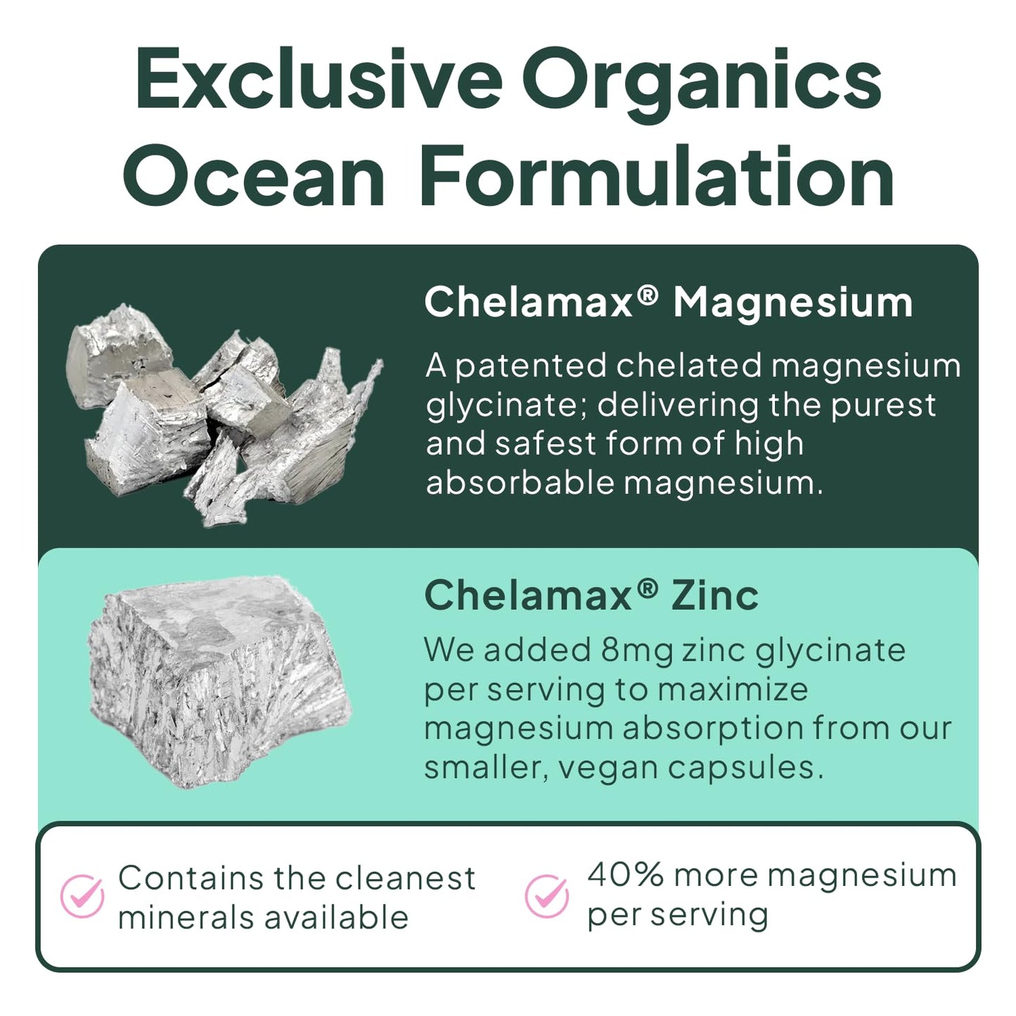 Organics Ocean Magnesium Glycinate with Zinc | Dead Sea | 3-Bottle Bundle