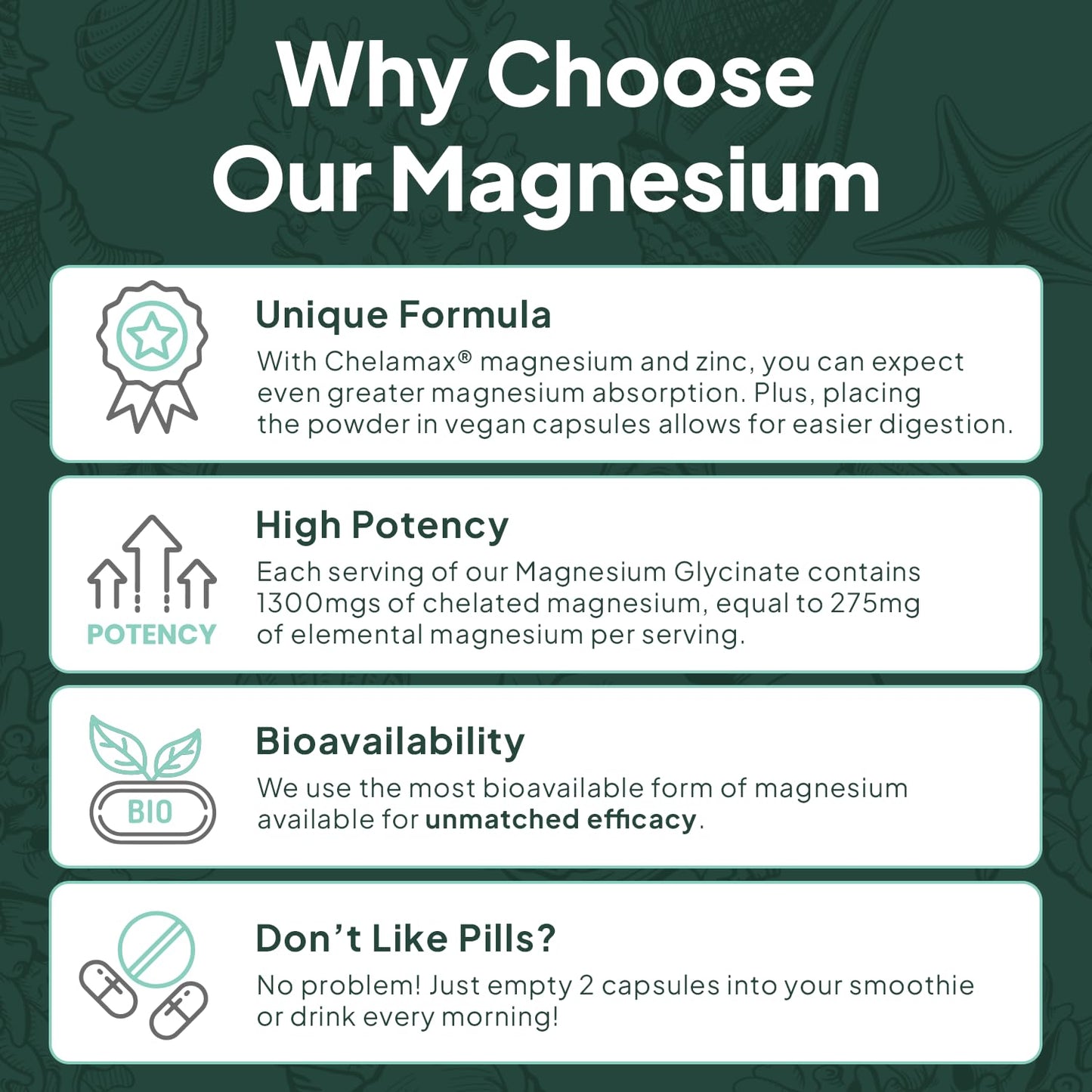 Organics Ocean Magnesium Glycinate with Zinc | Dead Sea | 6-Bottle Bundle