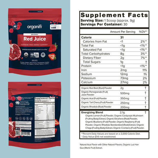 Organifi Red Juice – Energy & Focus Superfood Powder 90 Servings
