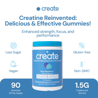 Create Creatine Monohydrate Gummies | 1.5g Creapure per Gummy | Orange Flavour | Vegan