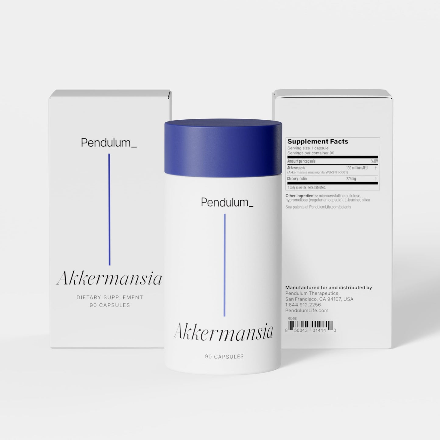 Pendulum Akkermansia Probiotic with Prebiotic Fiber 90 Capsules