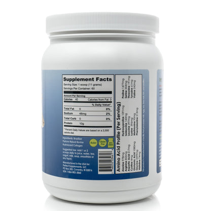 Perfect Supplements Hydrolyzed Collagen Powder – Grass-Fed, Brazilian Pasture-Raised | 660g × 2
