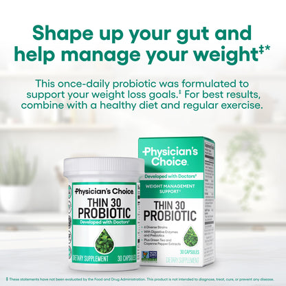 Physician's Choice Probiotics for Weight Management & Bloating – 6 Strains, 60 Capsules