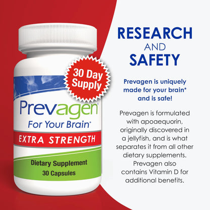 Prevagen Extra Strength 20mg Apoaequorin + Vitamin D3 | 2-Pack 30ct