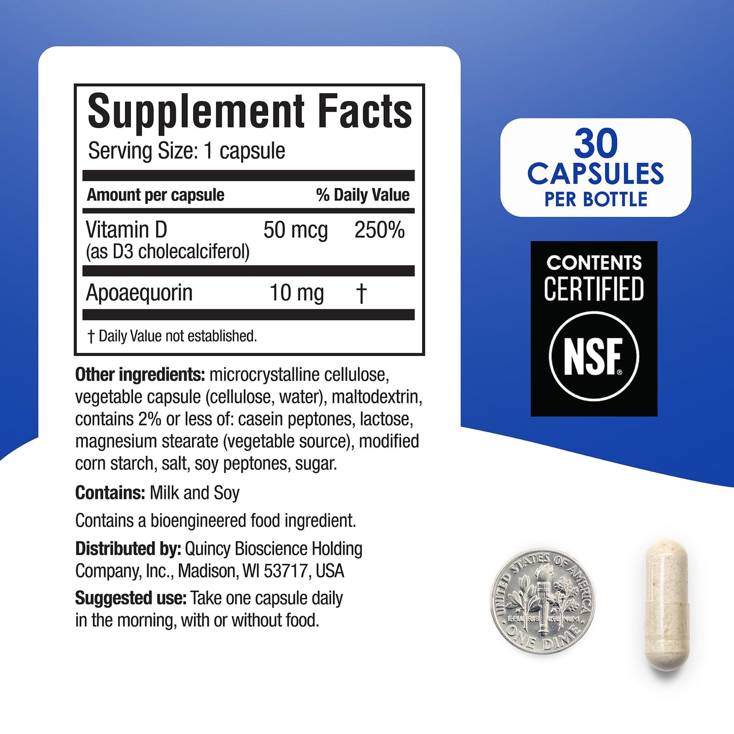 Prevagen Regular Strength | 10mg Apoaequorin & Vitamin D3 | 30 Capsules | 2-Pack
