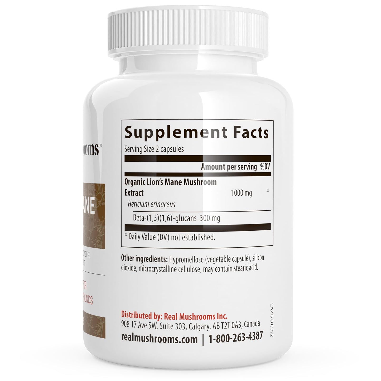 Real Mushrooms Lion's Mane Capsules 300ct | Organic USDA Beta-Glucan Rich