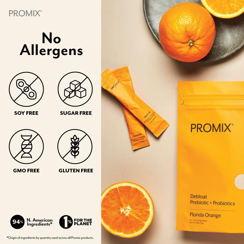 ProMix Nutrition Debloat Prebiotics & Probiotics with Baobab – Vitamin C Rich, Bloating Relief, Immune Support – Orange – 30 Servings (Pack of 30) - Calm Era