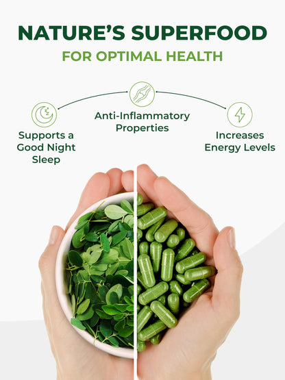 Pura Vida Organic Moringa Capsules 500mg | 120ct Single Origin