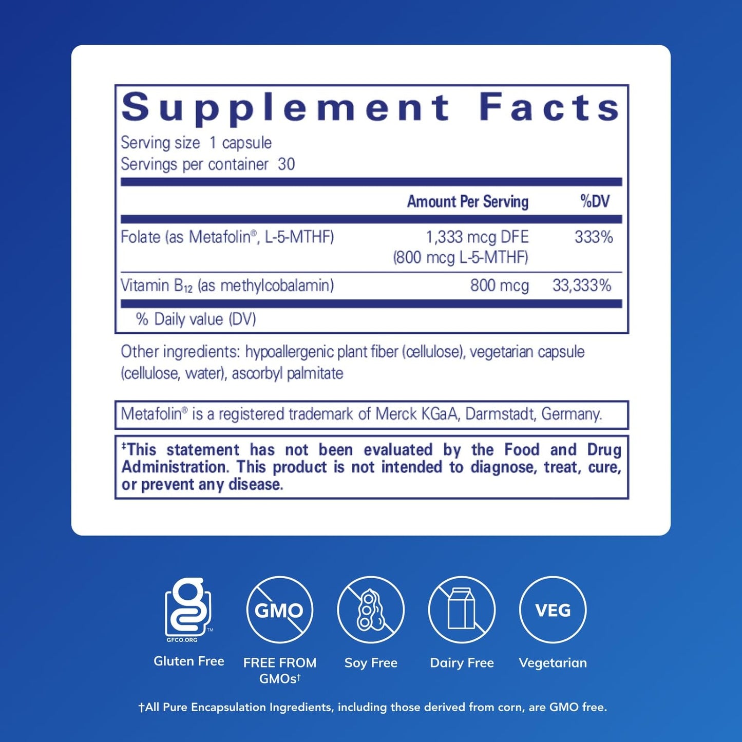 Pure Encapsulations B12 Folate — Energy & Cognitive Support, 30 Capsules