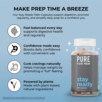 Pure for Men Stay Ready Fibre Supplement — 240 Vegan Capsules