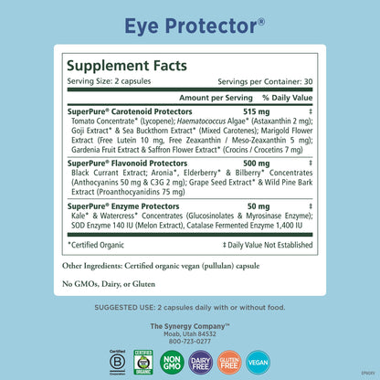 PURE SYNERGY Eye Protector – 100% Natural Vegan Eye Health Supplement | 60 Capsules