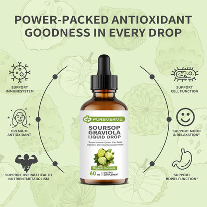 Purever Soursop Graviola Liquid Drops — Liver, Immune & Gut Support, 2fl oz