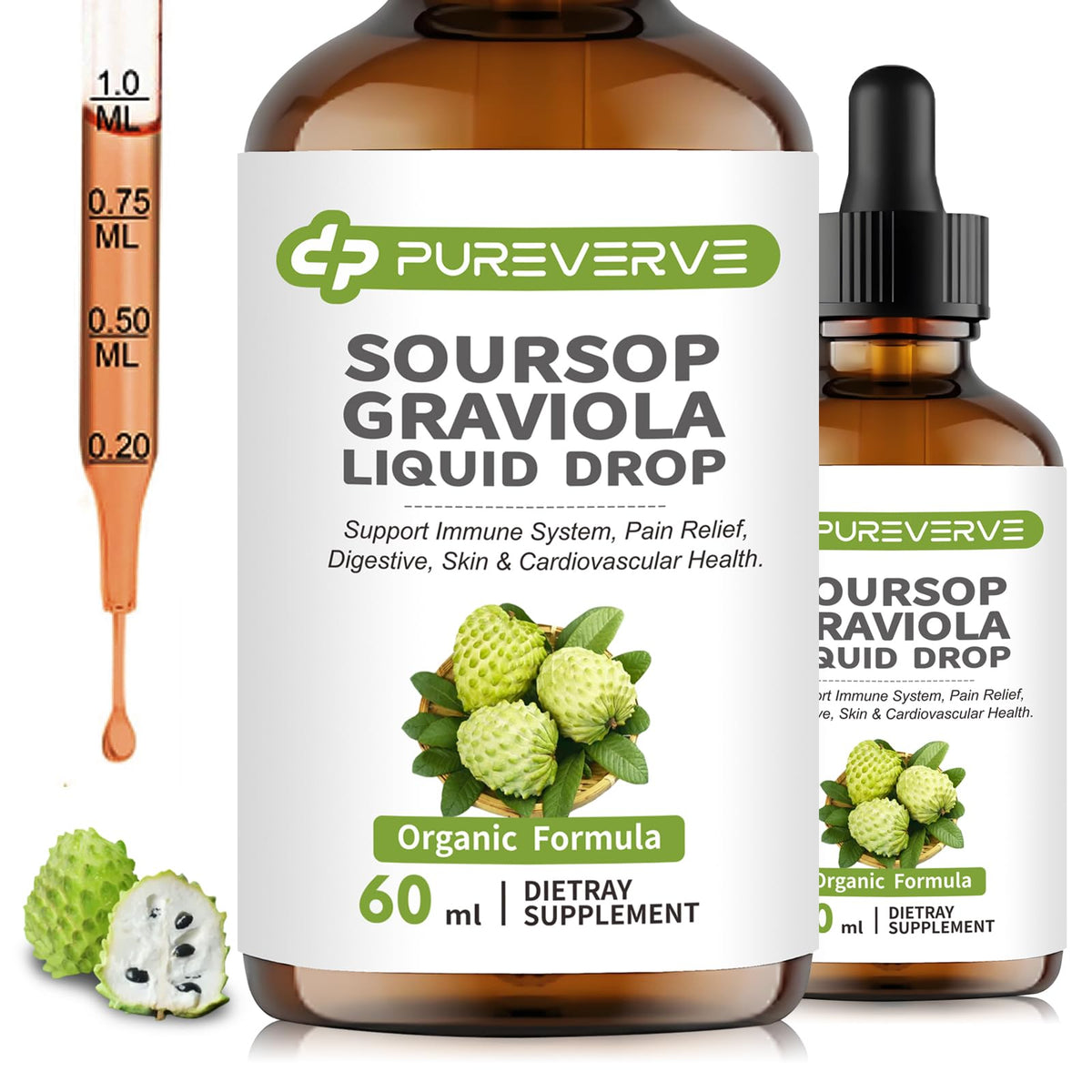 Purever Soursop Graviola Liquid Drops — Liver, Immune & Gut Support, 2fl oz - Calm Era