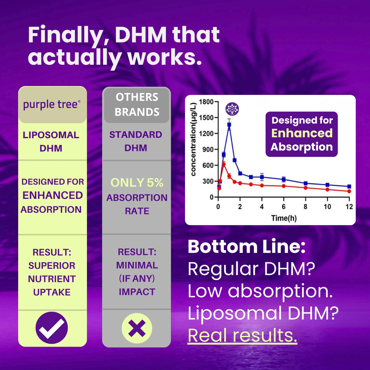 Purple Tree Post-Celebration Wellness Supplement | Liposomal DHM, Glutathione & Milk Thistle for Liver Support | 60 Capsules - Calm Era