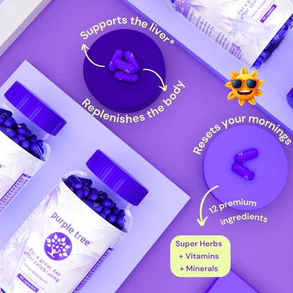 Purple Tree Post-Celebration Wellness Supplement | Liposomal DHM, Glutathione & Milk Thistle for Liver Support | 60 Capsules - Calm Era