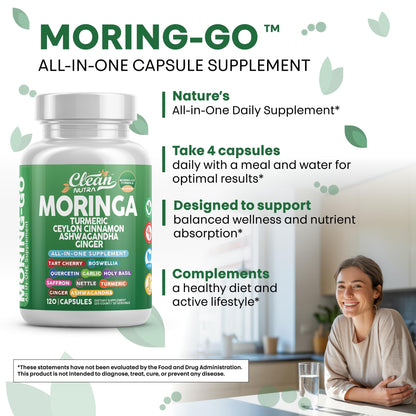Clean Nutra Moring-Go Moringa & Turmeric Capsules 13-in-1