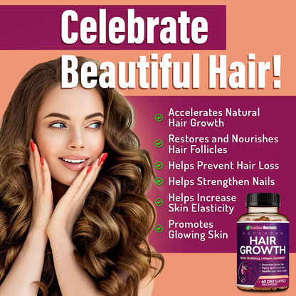 Rainbow Nutrients Hair Growth Vitamins for Women – 2 Pack with Biotin 10,000 mcg, Collagen, OptiMSM, Saw Palmetto - Calm Era