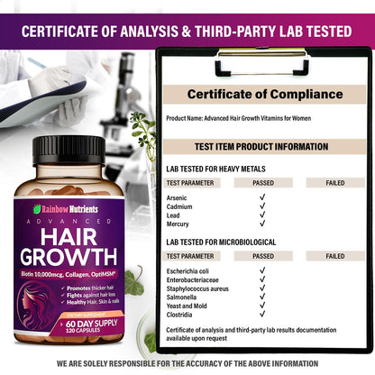 Rainbow Nutrients Hair Growth Vitamins for Women – 2 Pack with Biotin 10,000 mcg, Collagen, OptiMSM, Saw Palmetto - Calm Era