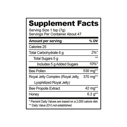 Beekeeper's Naturals Superfood Honey – Bee Pollen, Royal Jelly & Propolis 11.6oz