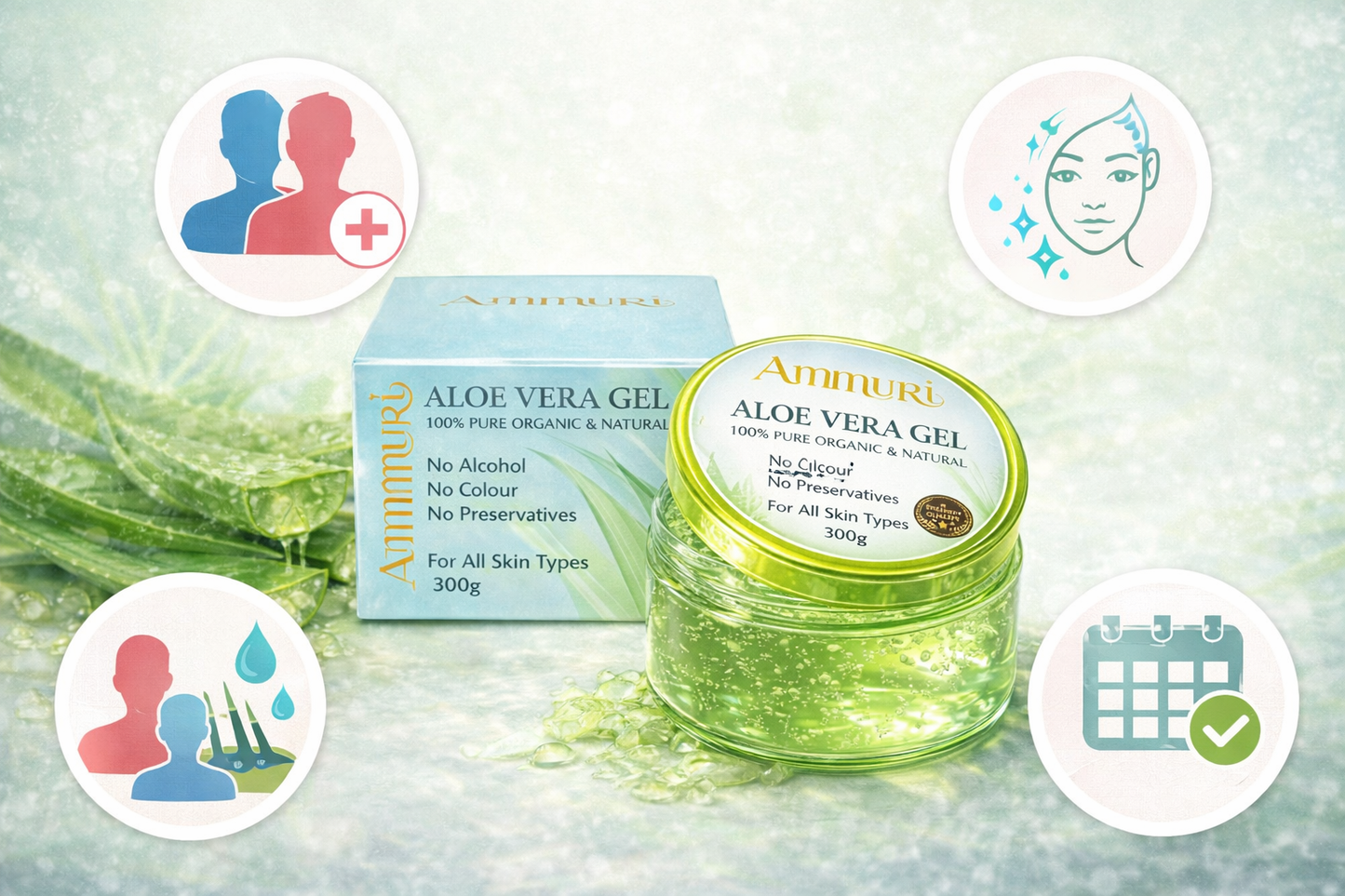 Ammuri Organic Aloe Vera Gel 300g — Face, Body & Hair
