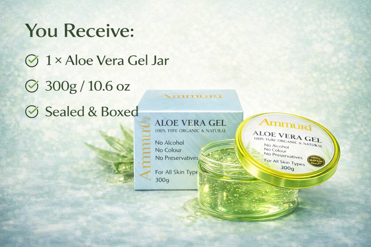 Ammuri Organic Aloe Vera Gel 300g — Face, Body & Hair