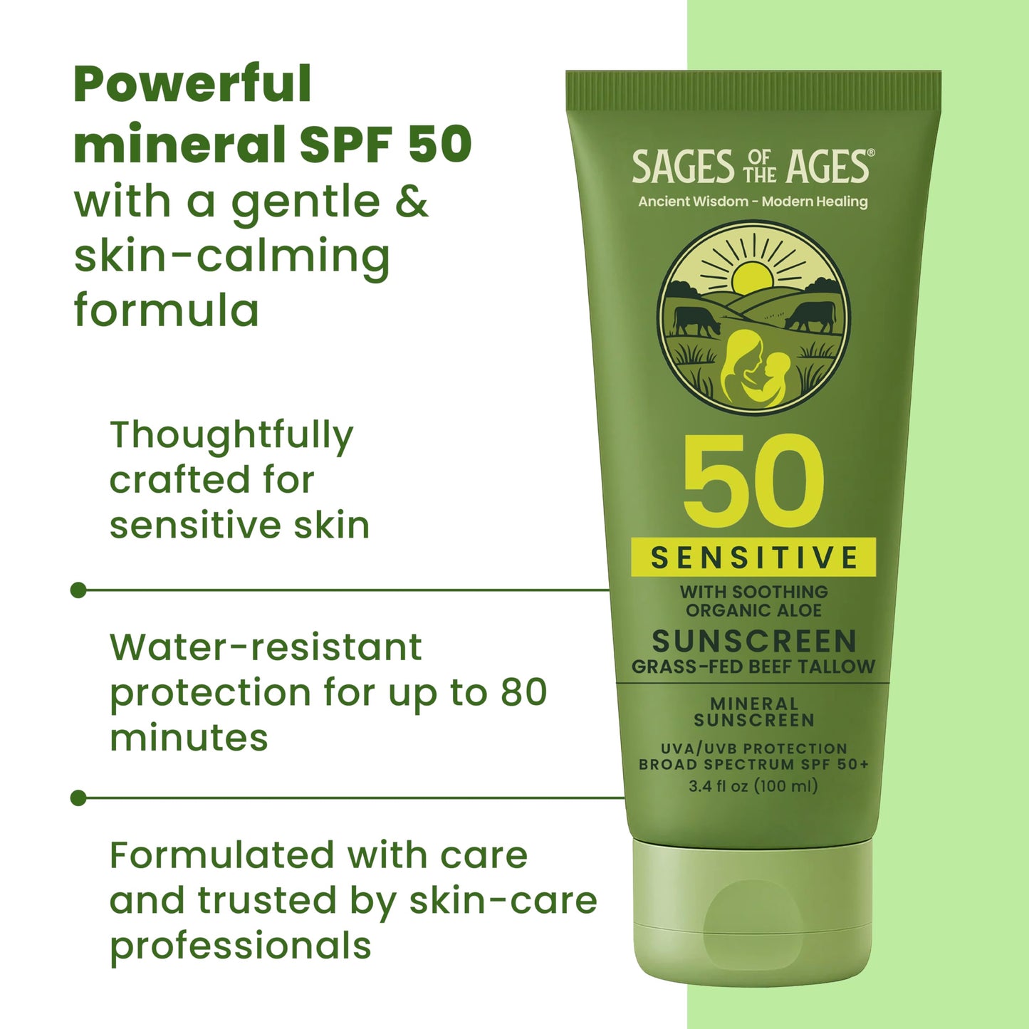 Sages of the Ages Mineral Sunscreen SPF 50 — 3.4oz