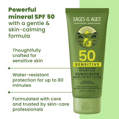 Sages of the Ages Mineral Sunscreen SPF 50 — 3.4oz