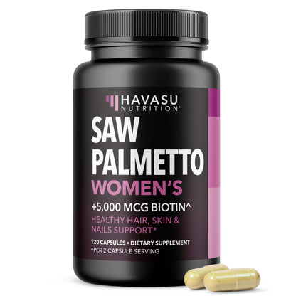 HAVASU Saw Palmetto 1500mg with Biotin 5000mcg | 120ct | Hair & Nails