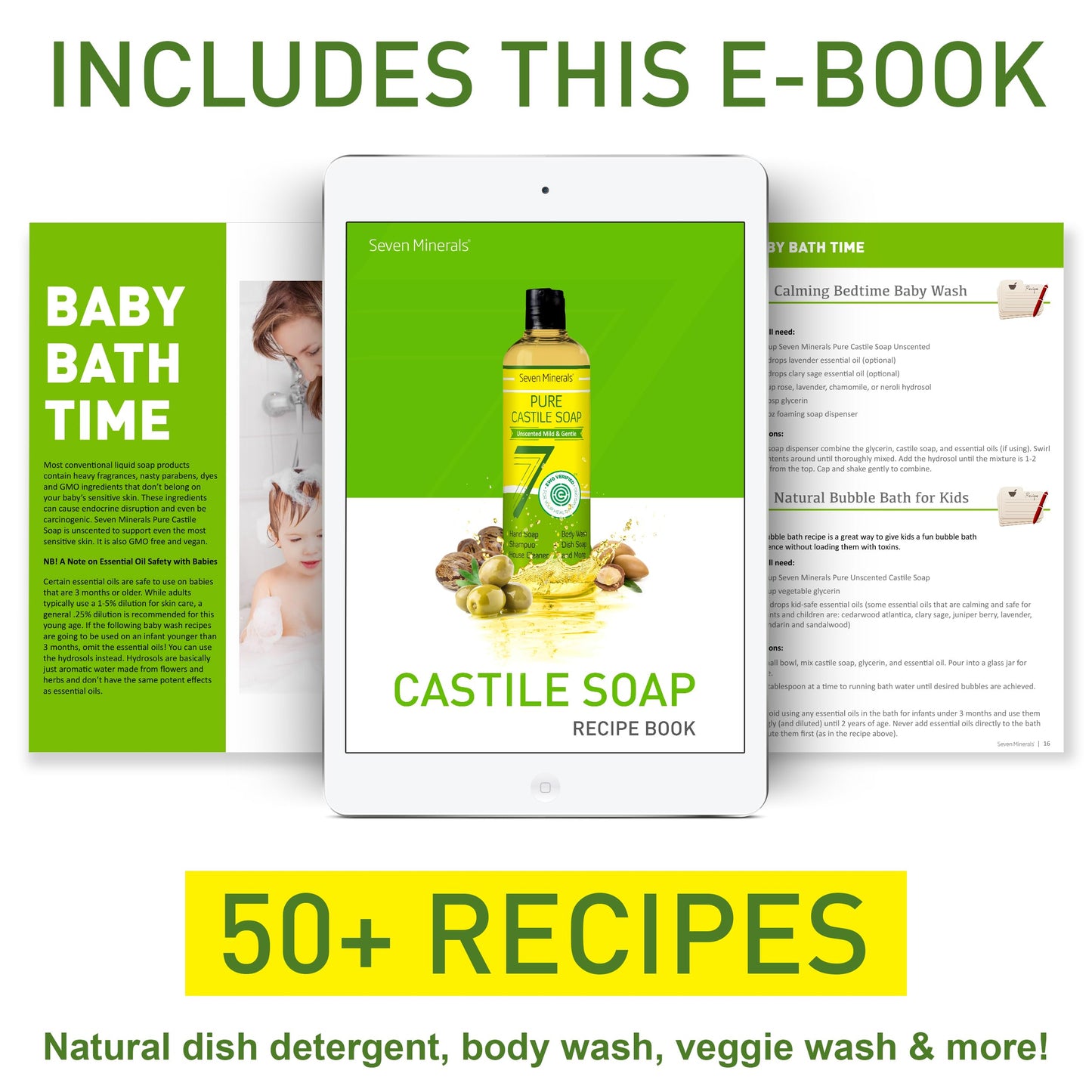 Seven Minerals Pure Castile Soap — Unscented, Sensitive Skin, 8oz