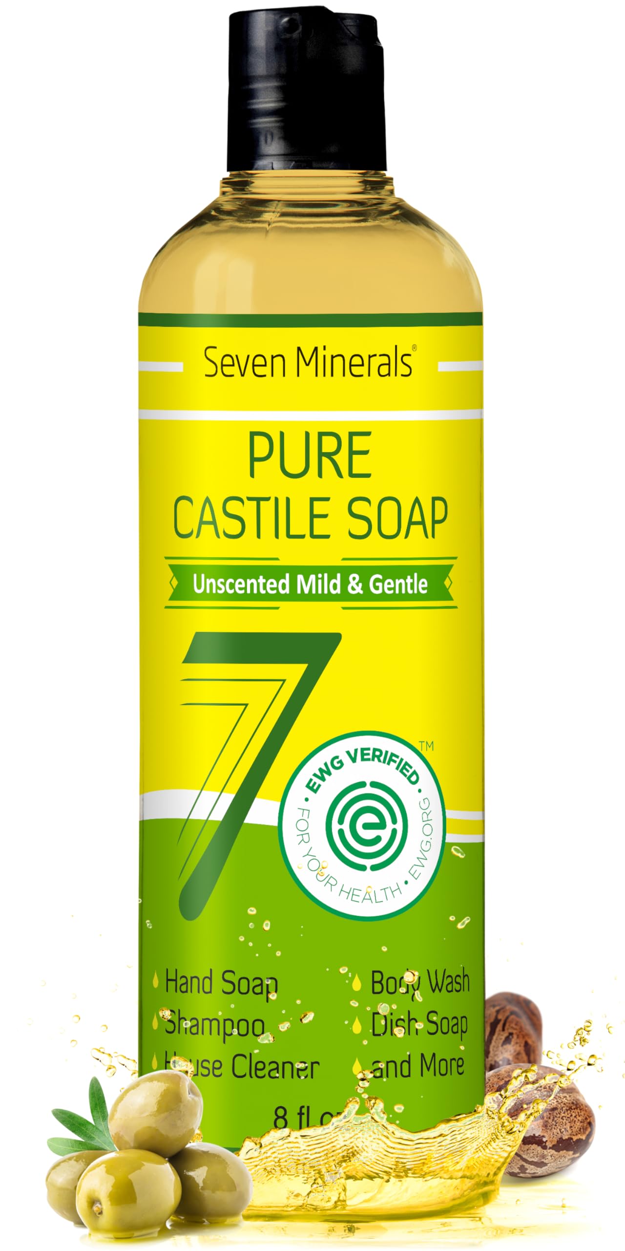 Seven Minerals Pure Castile Soap — Unscented, Sensitive Skin, 8oz