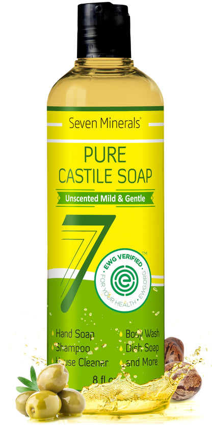 Seven Minerals Pure Castile Soap — Unscented, Sensitive Skin, 8oz