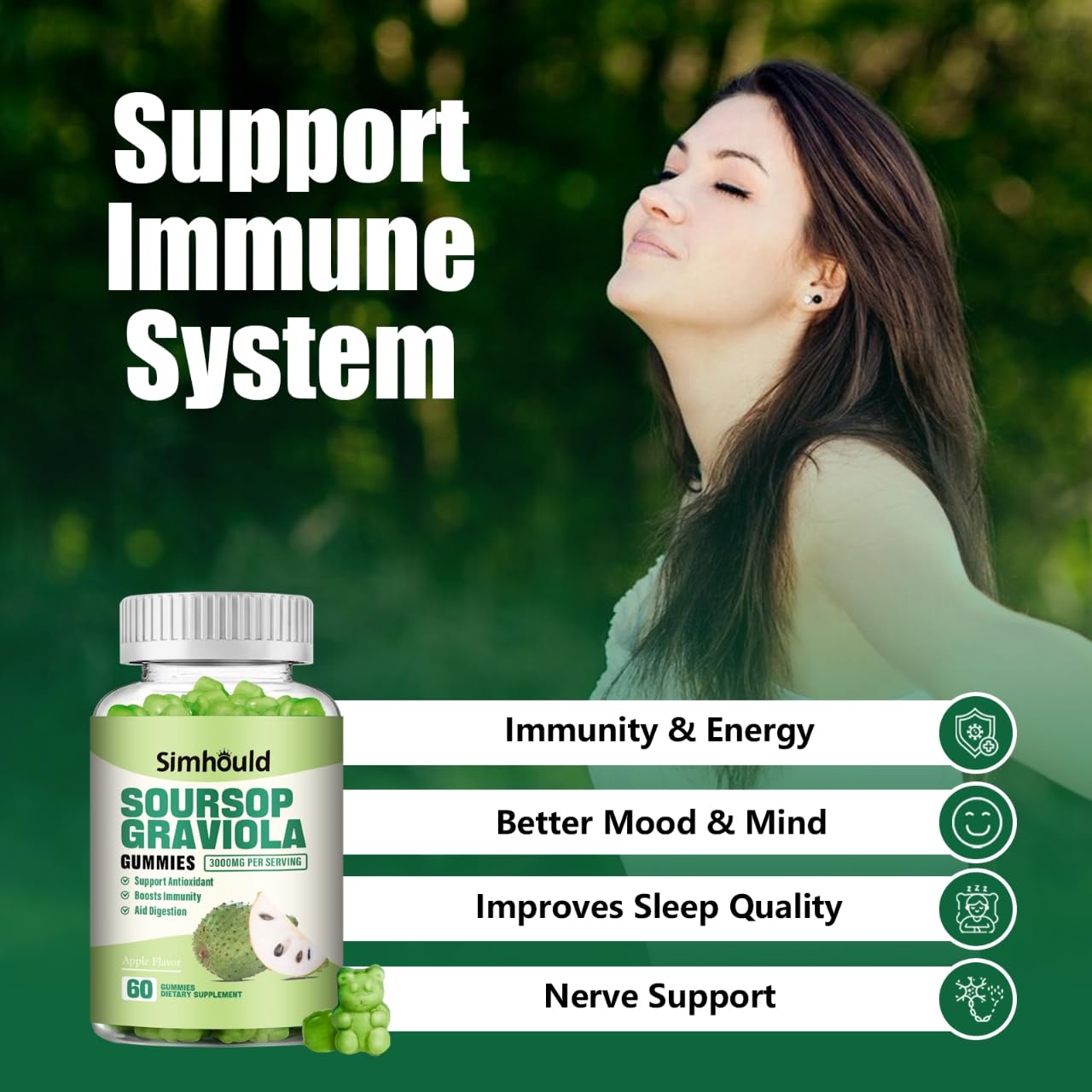 Simhould Soursop Graviola Gummies — Tropical Flavour