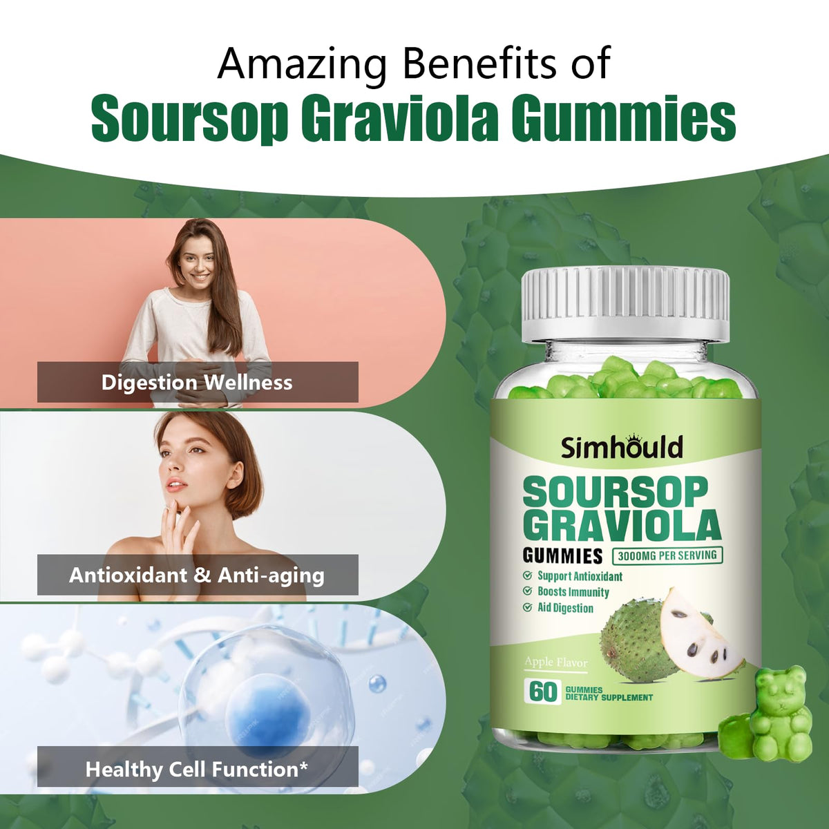 Simhould Soursop Graviola Gummies — Tropical Flavour - Calm Era