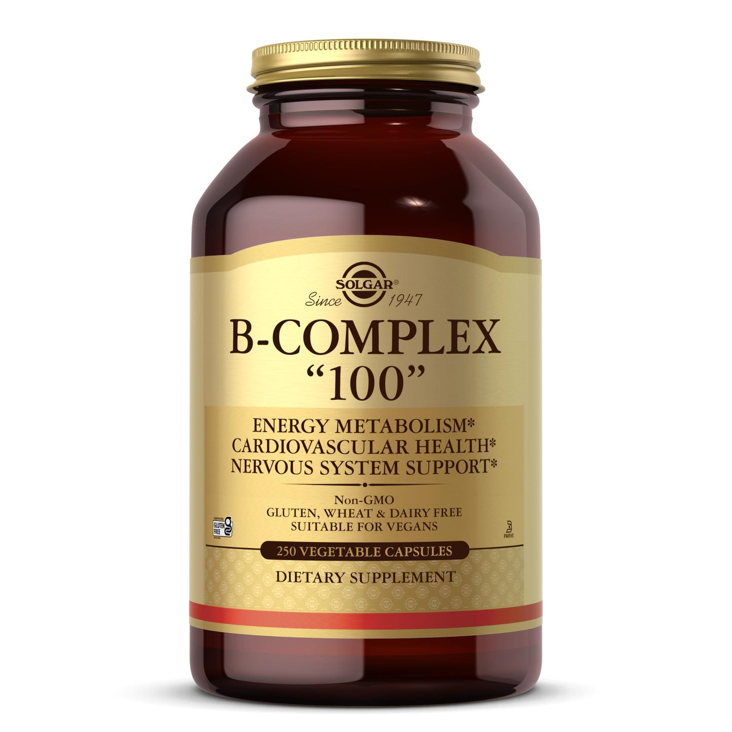 Solgar B-Complex 100 – Energy & Nervous System Support | 250 Veg Capsules