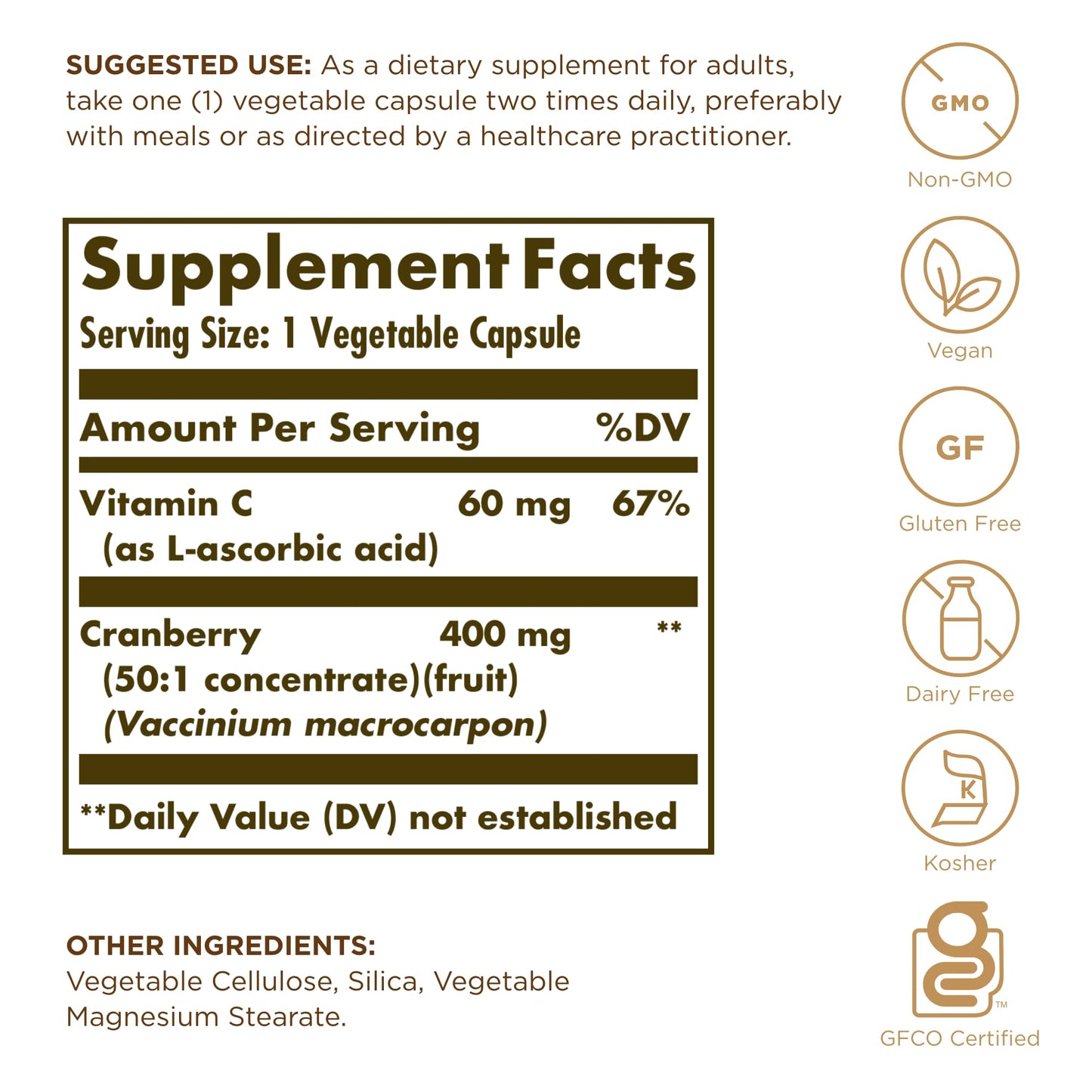 Solgar Cranberry with Vitamin C — Urinary Health, 60 Capsules