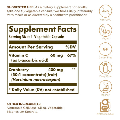 Solgar Cranberry with Vitamin C — Urinary Health, 60 Capsules